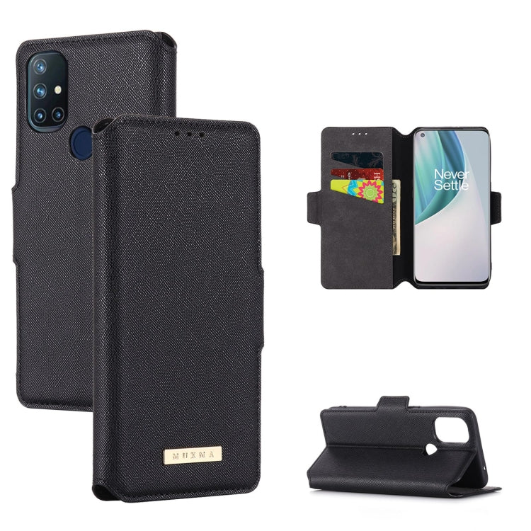 For OnePlus Nord N10 MUXMA MX115 Cross Texture Oil Edge Flip Leather Phone Case