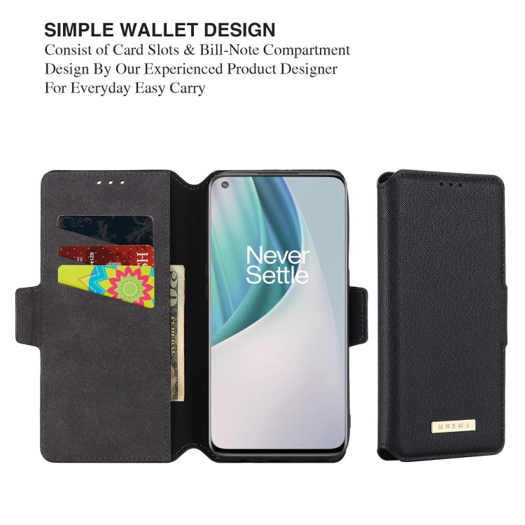 For OnePlus Nord N10 MUXMA MX115 Cross Texture Oil Edge Flip Leather Phone Case