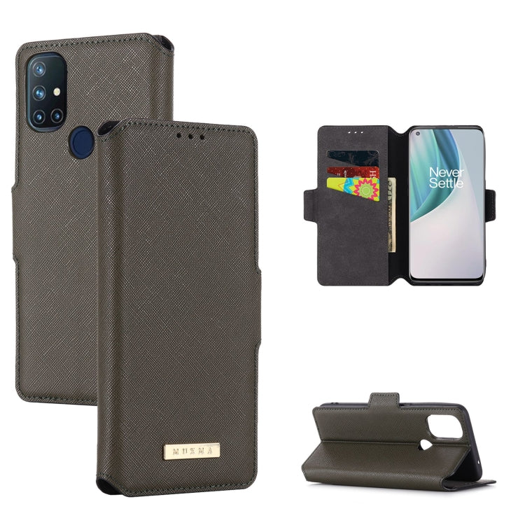 For OnePlus Nord N10 MUXMA MX115 Cross Texture Oil Edge Flip Leather Phone Case