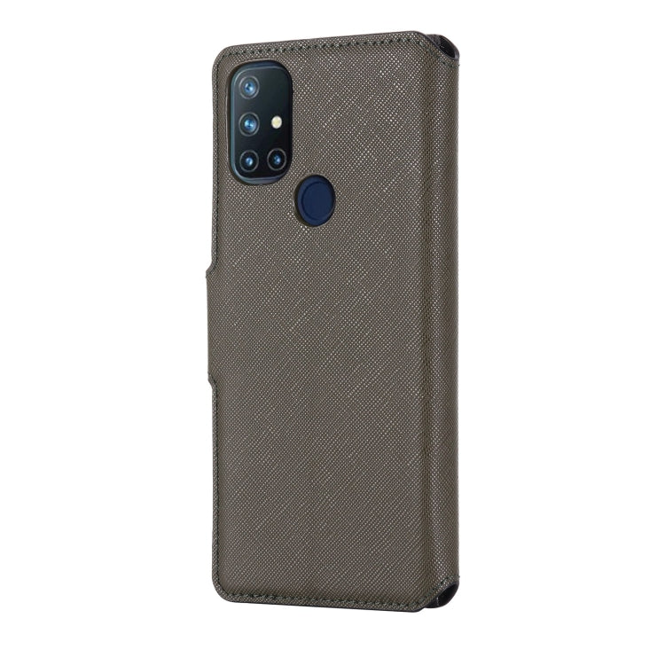 For OnePlus Nord N10 MUXMA MX115 Cross Texture Oil Edge Flip Leather Phone Case