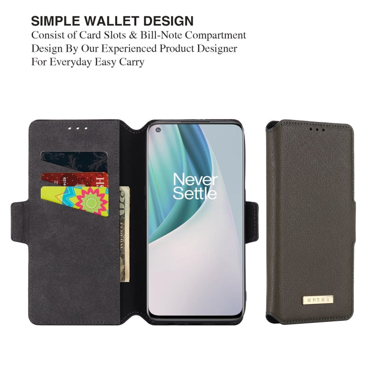 For OnePlus Nord N10 MUXMA MX115 Cross Texture Oil Edge Flip Leather Phone Case