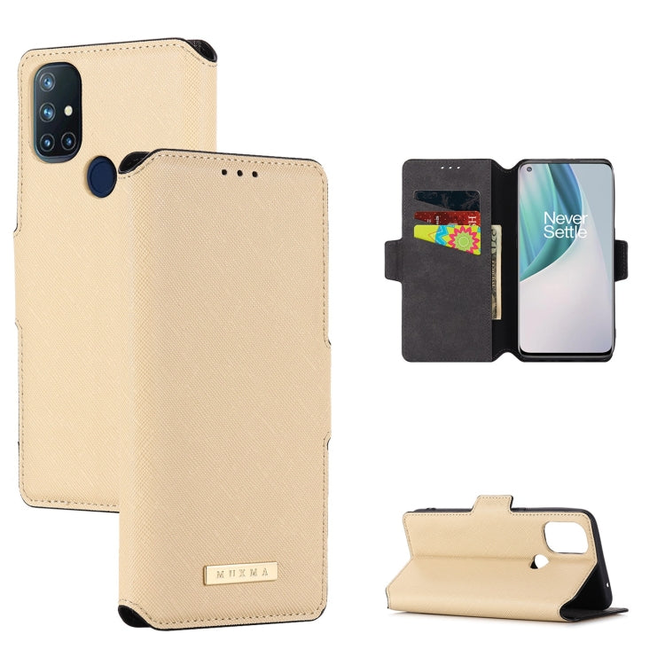 For OnePlus Nord N10 MUXMA MX115 Cross Texture Oil Edge Flip Leather Phone Case