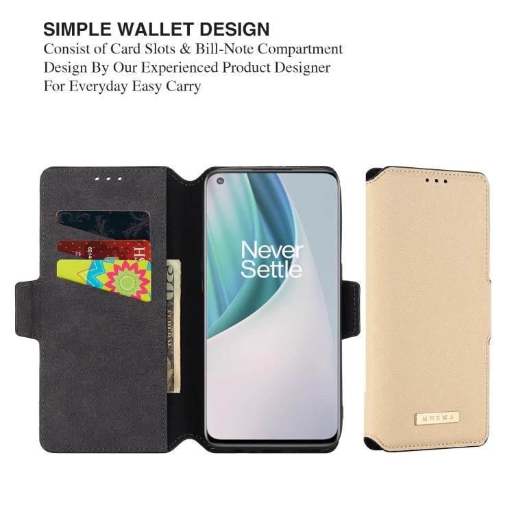For OnePlus Nord N10 MUXMA MX115 Cross Texture Oil Edge Flip Leather Phone Case