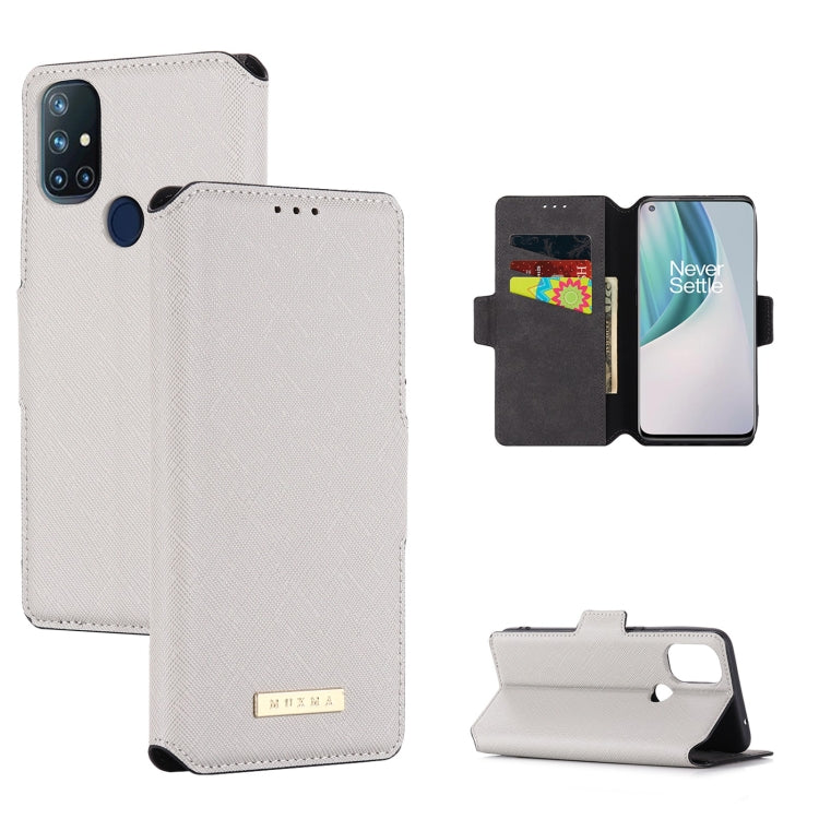 For OnePlus Nord N10 MUXMA MX115 Cross Texture Oil Edge Flip Leather Phone Case