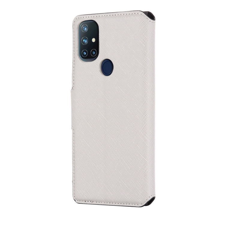 For OnePlus Nord N10 MUXMA MX115 Cross Texture Oil Edge Flip Leather Phone Case