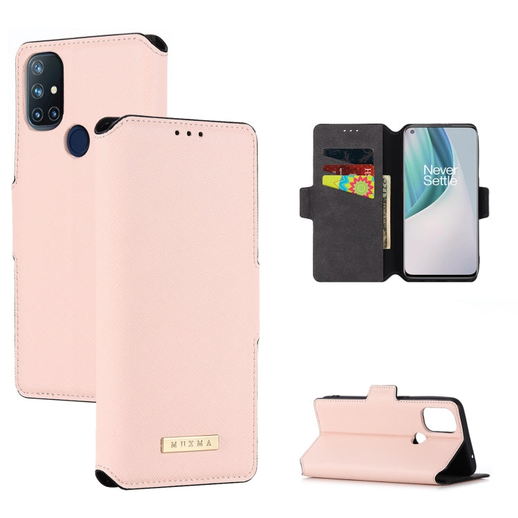 For OnePlus Nord N10 MUXMA MX115 Cross Texture Oil Edge Flip Leather Phone Case