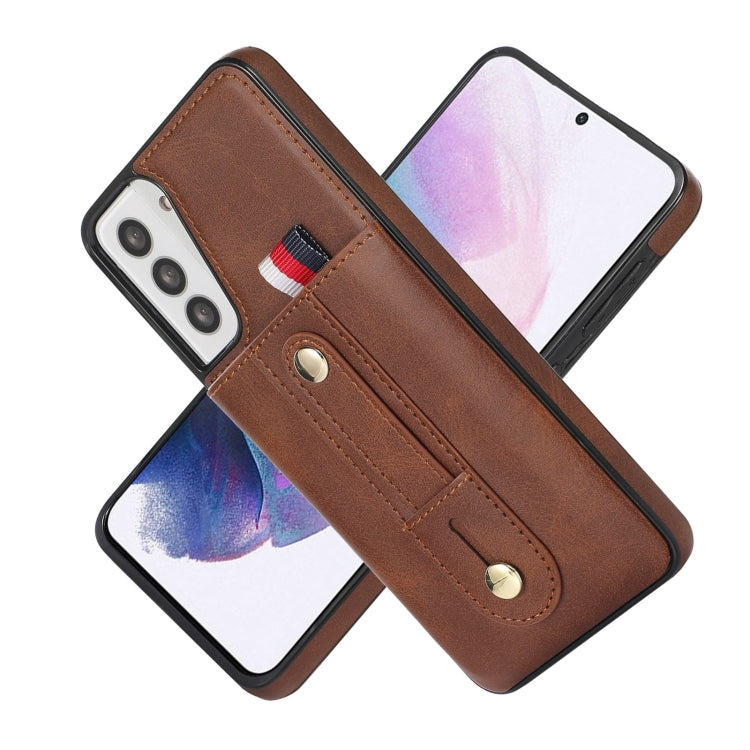 For Samsung Galaxy S22 5G Wristband Kickstand Wallet Leather Phone Case