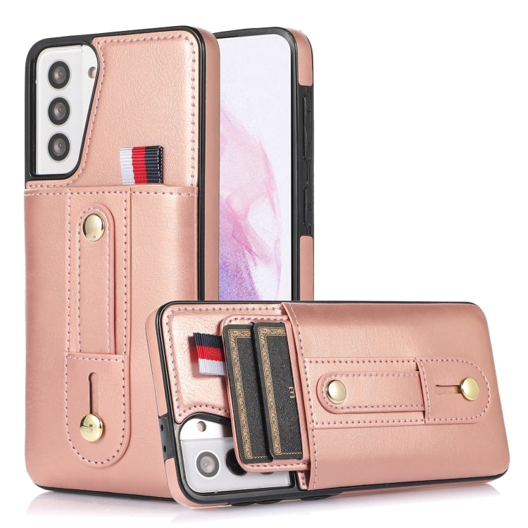 For Samsung Galaxy S22 5G Wristband Kickstand Wallet Leather Phone Case