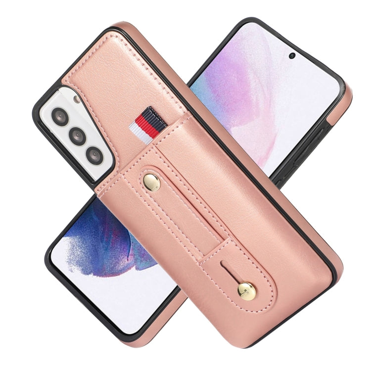 For Samsung Galaxy S22 5G Wristband Kickstand Wallet Leather Phone Case