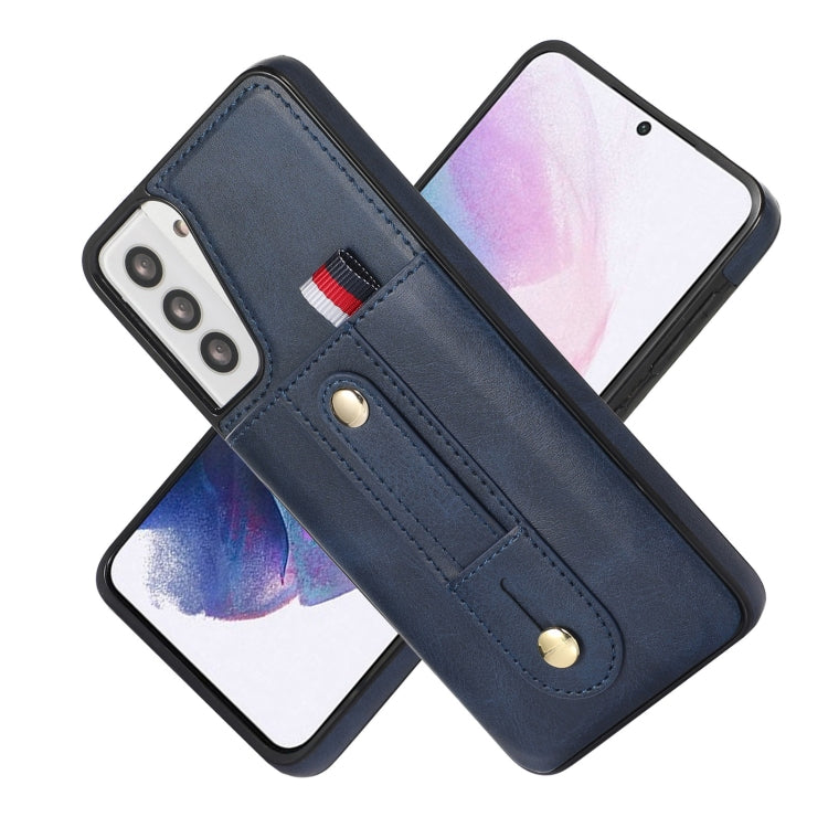 For Samsung Galaxy S22+ 5G Wristband Kickstand Wallet Leather Phone Case