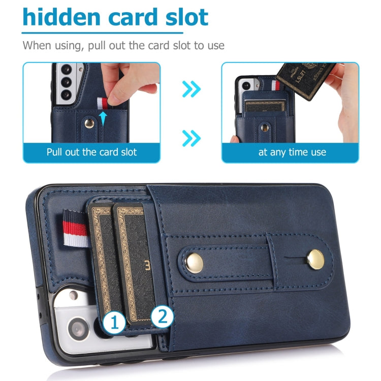 For Samsung Galaxy S22+ 5G Wristband Kickstand Wallet Leather Phone Case
