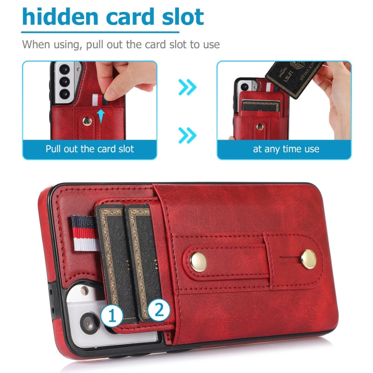For Samsung Galaxy S22+ 5G Wristband Kickstand Wallet Leather Phone Case