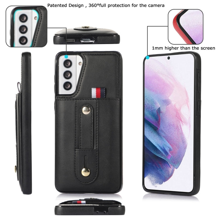 For Samsung Galaxy S21+ 5G Wristband Kickstand Wallet Leather Phone Case
