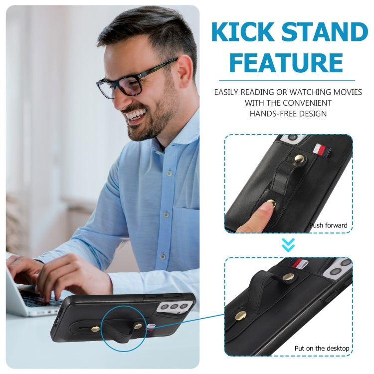 For Samsung Galaxy S21+ 5G Wristband Kickstand Wallet Leather Phone Case