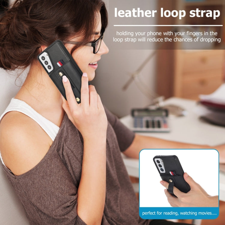 For Samsung Galaxy S21+ 5G Wristband Kickstand Wallet Leather Phone Case