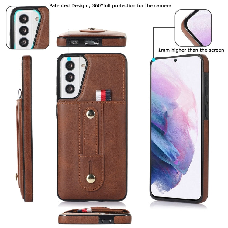 For Samsung Galaxy S21+ 5G Wristband Kickstand Wallet Leather Phone Case