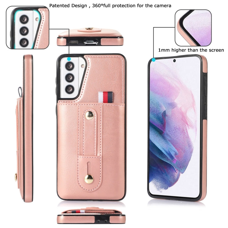 For Samsung Galaxy S21+ 5G Wristband Kickstand Wallet Leather Phone Case