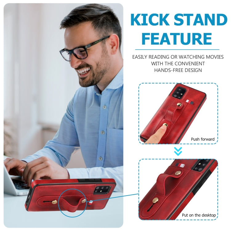 For Samsung Galaxy S20 Wristband Kickstand Wallet Leather Phone Case