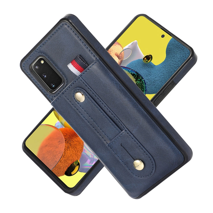 For Samsung Galaxy S20+ Wristband Kickstand Wallet Leather Phone Case