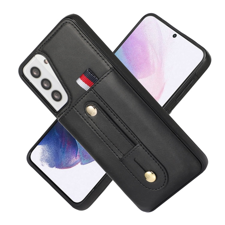 For Samsung Galaxy S21 FE 5G Wristband Kickstand Wallet Leather Phone Case