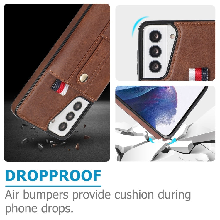 For Samsung Galaxy S21 FE 5G Wristband Kickstand Wallet Leather Phone Case