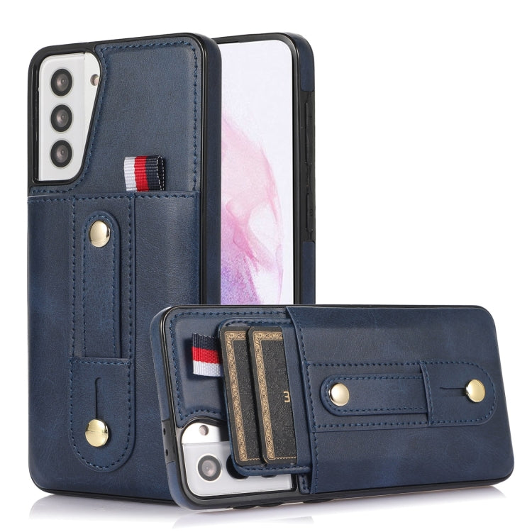 For Samsung Galaxy S21 FE 5G Wristband Kickstand Wallet Leather Phone Case