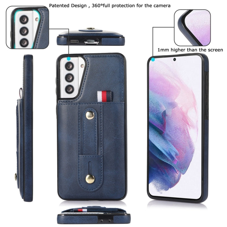 For Samsung Galaxy S21 FE 5G Wristband Kickstand Wallet Leather Phone Case