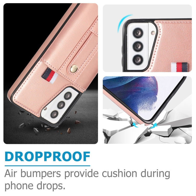 For Samsung Galaxy S21 FE 5G Wristband Kickstand Wallet Leather Phone Case
