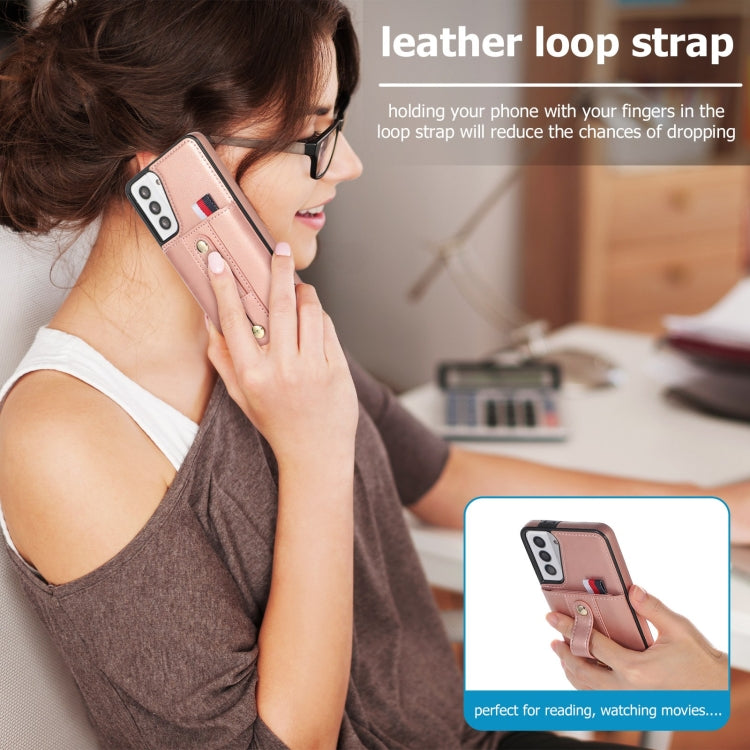 For Samsung Galaxy S21 FE 5G Wristband Kickstand Wallet Leather Phone Case