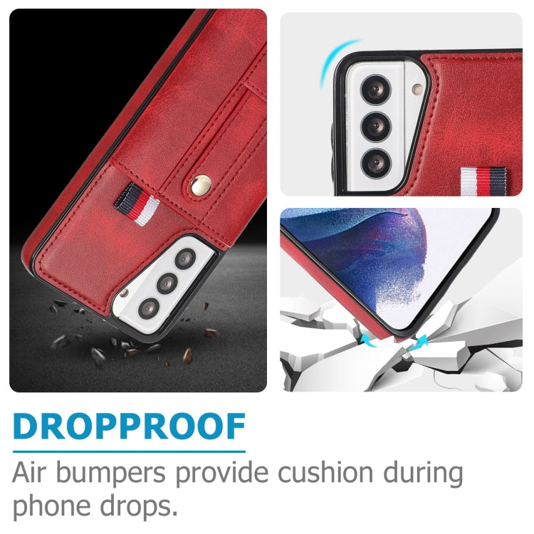 For Samsung Galaxy S21 FE 5G Wristband Kickstand Wallet Leather Phone Case