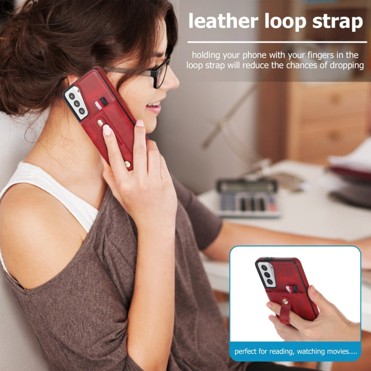 For Samsung Galaxy S21 FE 5G Wristband Kickstand Wallet Leather Phone Case