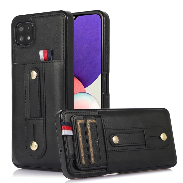 For Samsung Galaxy A12 5G Wristband Kickstand Wallet Leather Phone Case