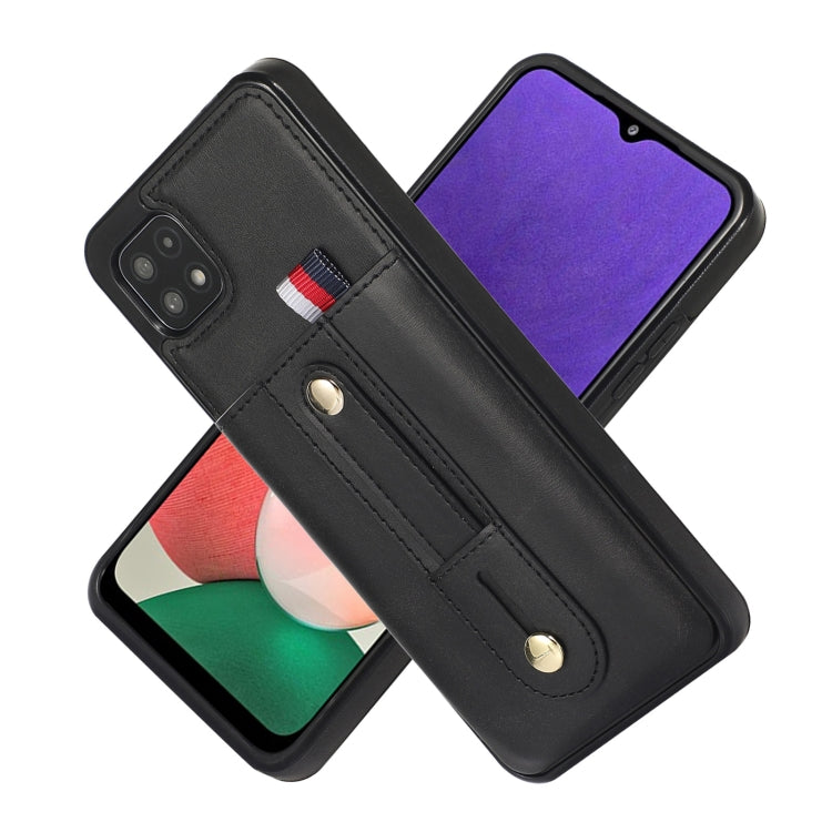For Samsung Galaxy A12 5G Wristband Kickstand Wallet Leather Phone Case