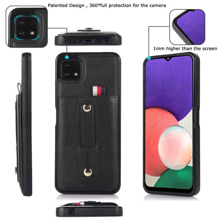 For Samsung Galaxy A12 5G Wristband Kickstand Wallet Leather Phone Case