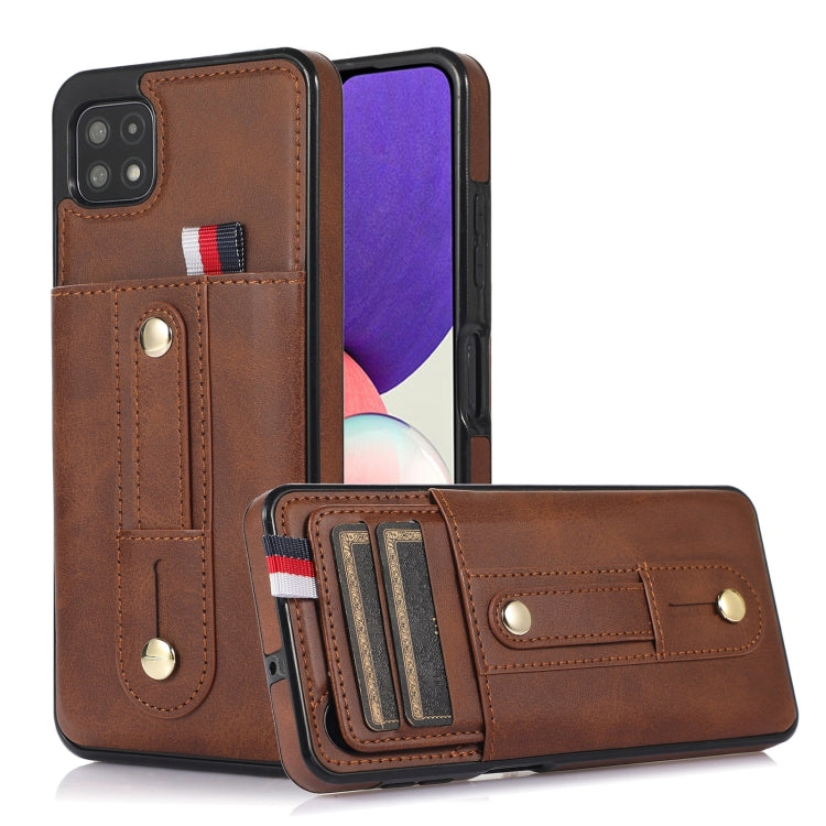 For Samsung Galaxy A12 5G Wristband Kickstand Wallet Leather Phone Case
