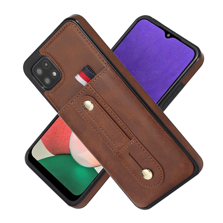 For Samsung Galaxy A12 5G Wristband Kickstand Wallet Leather Phone Case