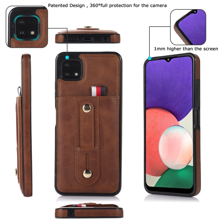 For Samsung Galaxy A12 5G Wristband Kickstand Wallet Leather Phone Case