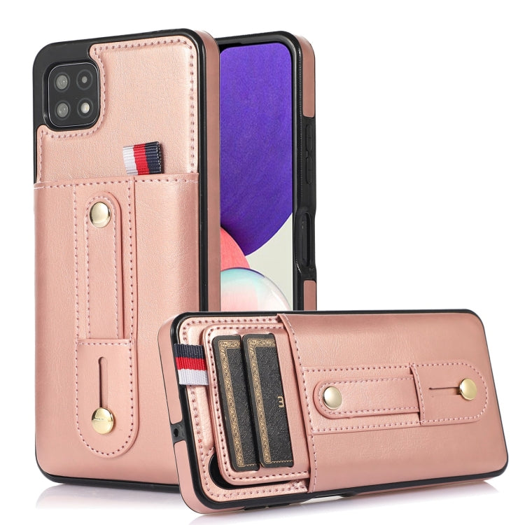 For Samsung Galaxy A12 5G Wristband Kickstand Wallet Leather Phone Case