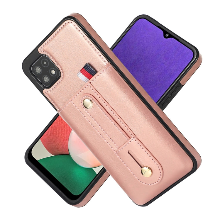 For Samsung Galaxy A12 5G Wristband Kickstand Wallet Leather Phone Case