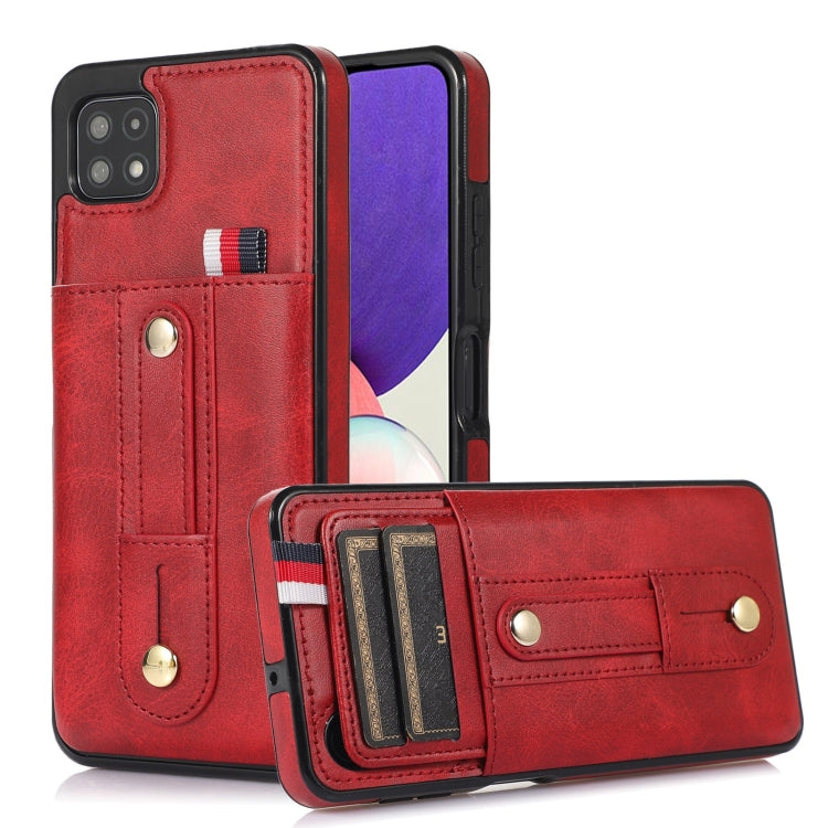 For Samsung Galaxy A12 5G Wristband Kickstand Wallet Leather Phone Case