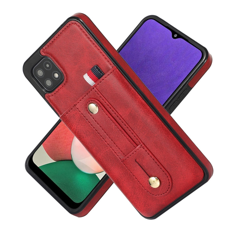 For Samsung Galaxy A12 5G Wristband Kickstand Wallet Leather Phone Case