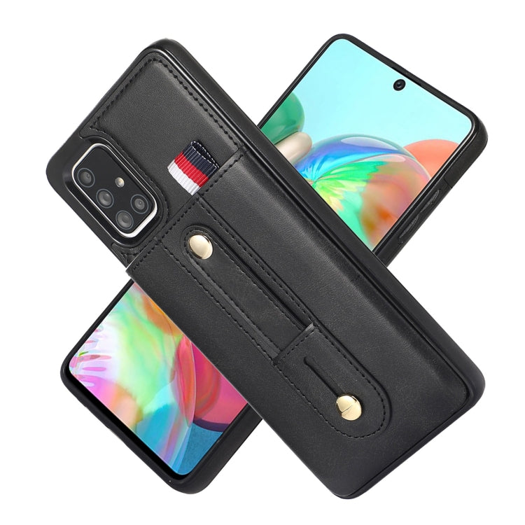 For Samsung Galaxy A71 4G Wristband Kickstand Wallet Leather Phone Case