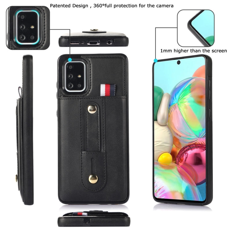 For Samsung Galaxy A71 4G Wristband Kickstand Wallet Leather Phone Case