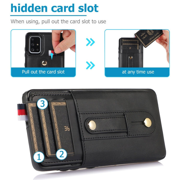For Samsung Galaxy A71 4G Wristband Kickstand Wallet Leather Phone Case