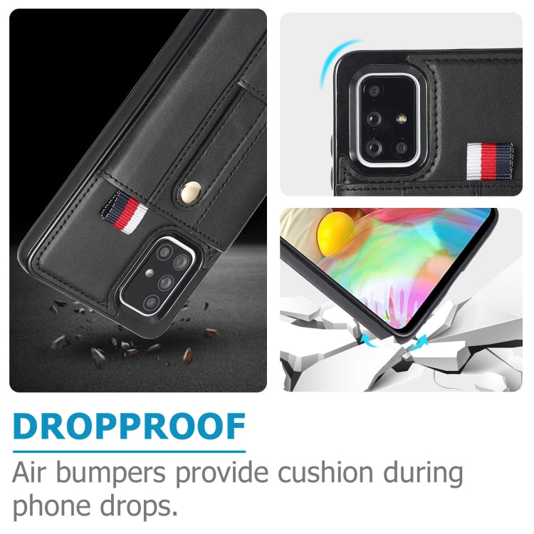 For Samsung Galaxy A71 4G Wristband Kickstand Wallet Leather Phone Case
