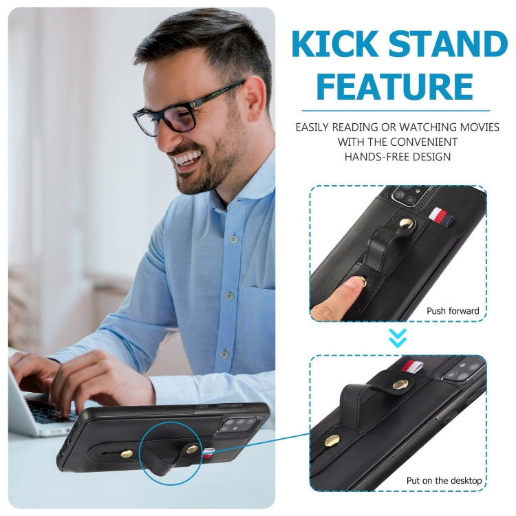 For Samsung Galaxy A71 4G Wristband Kickstand Wallet Leather Phone Case