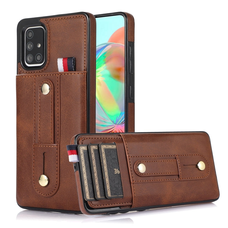 For Samsung Galaxy A71 4G Wristband Kickstand Wallet Leather Phone Case