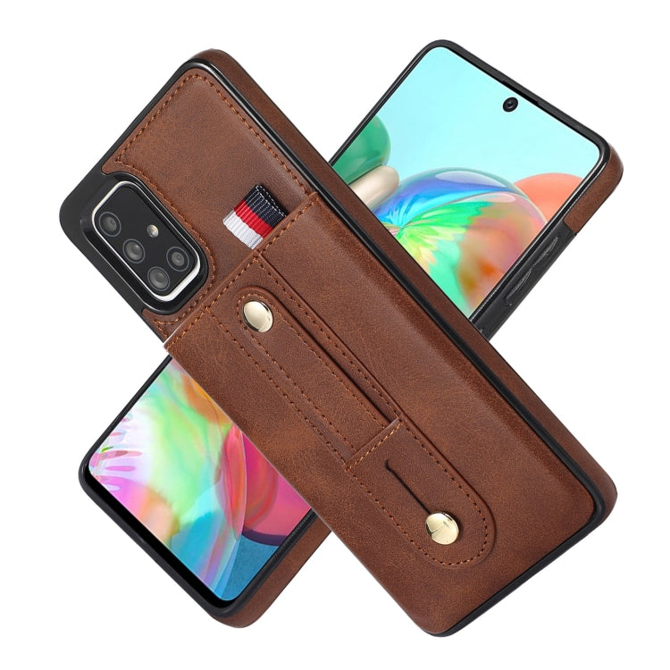 For Samsung Galaxy A71 4G Wristband Kickstand Wallet Leather Phone Case