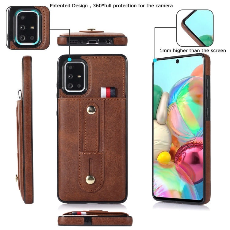 For Samsung Galaxy A71 4G Wristband Kickstand Wallet Leather Phone Case