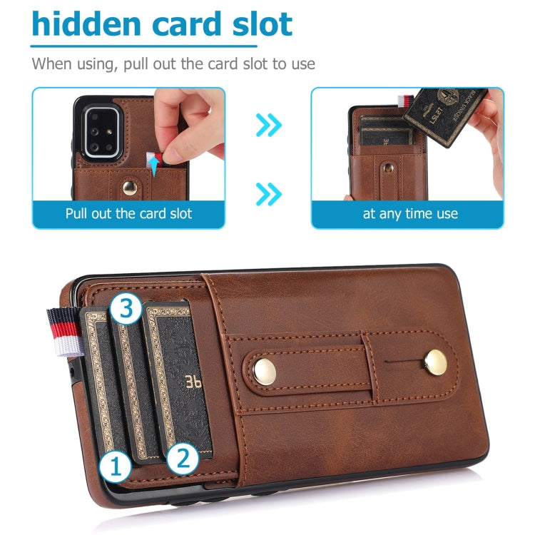 For Samsung Galaxy A71 4G Wristband Kickstand Wallet Leather Phone Case